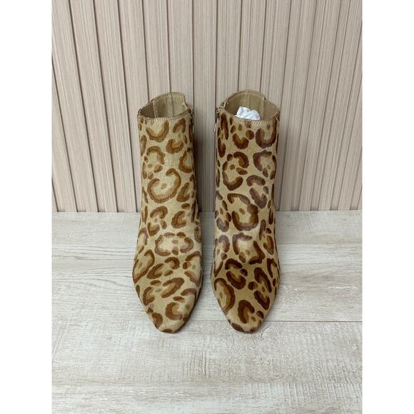 Vince Camuto Womens Ambind Ankle Boots Stiletto Cow Hair Leopard Zip Up 8M - Picture 2 of 15